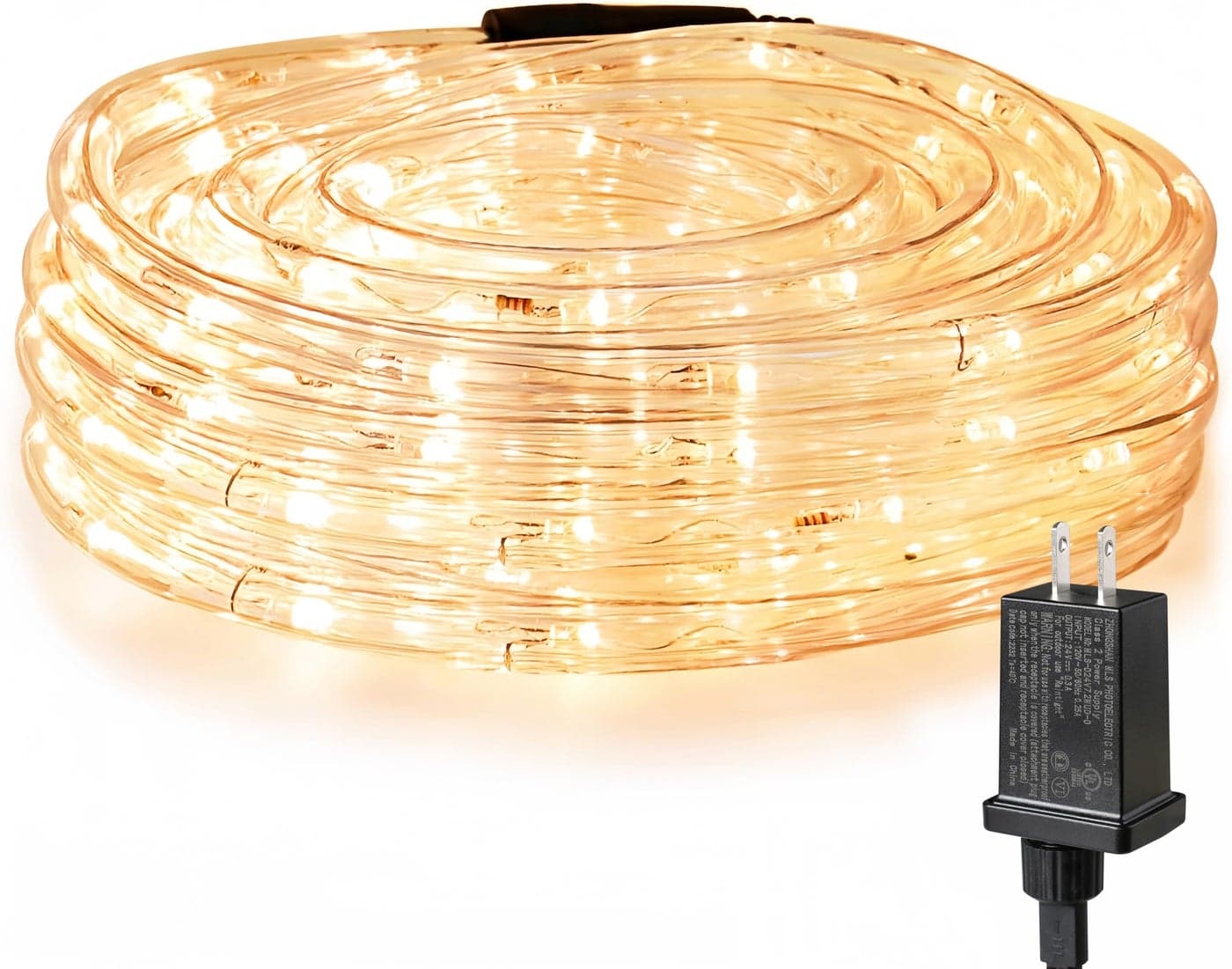 LE 33ft 240 LED Rope Lights Outdoor Upgraded 2700K Warm White 24 Volts Connectable Classic 38 inch Clear Tube Waterproof String Lights for Outside Patio Deck Railing Stair Fence Yard Landscape