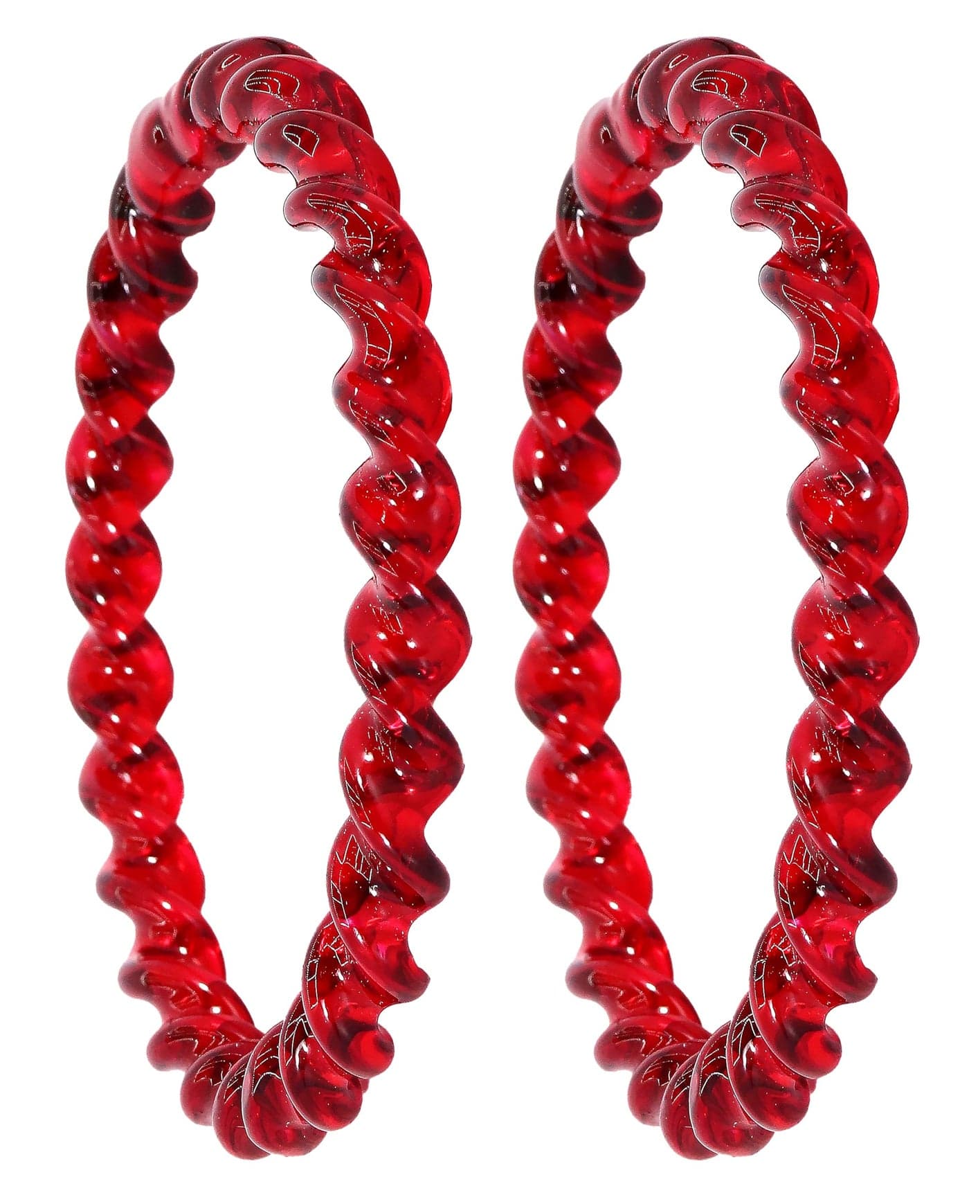 NMII Twisted Design Spiral Crystal Glass Kada Set For Women & Girls | Bangles For Women Glass Bangles Kangan | Glass Bangles Set Red | Crystal Glass Bangles | Kanch ke Kade-(GK37-Baldar-Red-2.8)