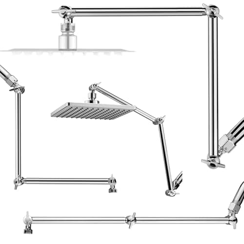 Singing Rain Shower Head Extension Arm, 16'' Solid Brass Extension Extra Long Extender With Locking Set Screw, Rise or Lower Angle Height Adjustable, G1/2 Universal Connector Compatible (Chrome)