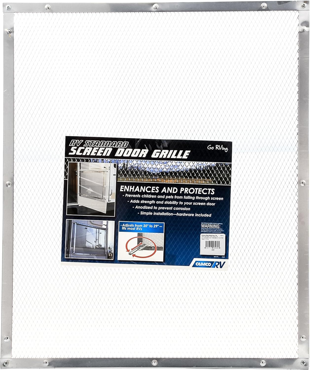 Camco RV Aluminum Screen Door Standard Mesh Grille - Protects Your Screen Door