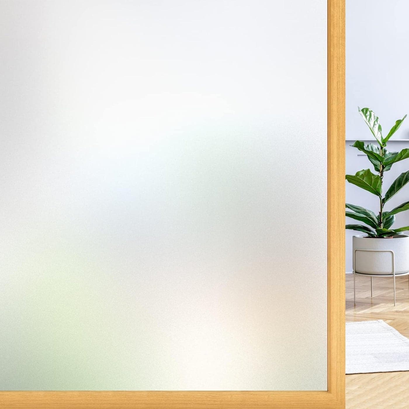 rabbitgoo Window Privacy Film Frosted Glass Window Clings Static Cling UV Heat Blocking Door Stickers for Home Bathroom Removable Indoor Decal Coverings Day and Night Pure 295 x 1181 Inches