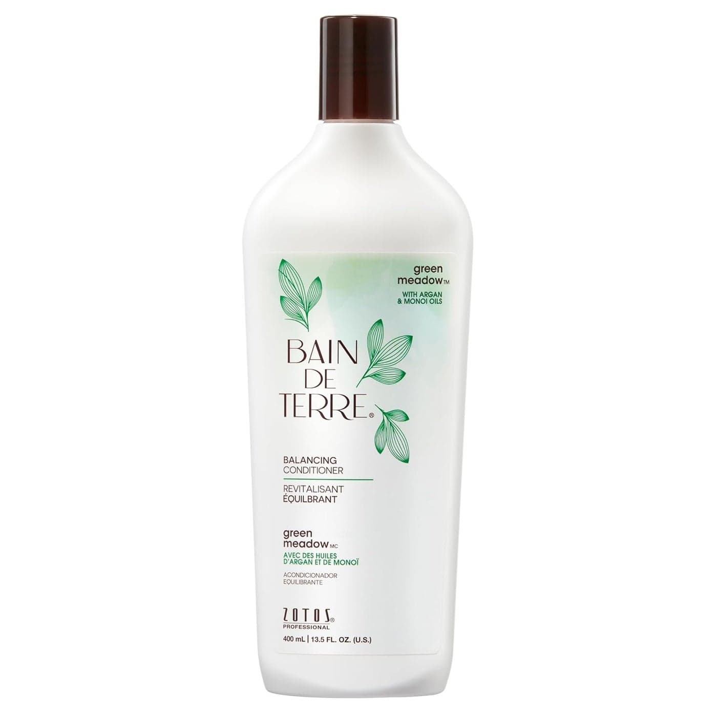 Bain de Terre Green Meadow Balancing Conditioner, Gentle Moisture Balance for Soft, Silky & Bouncy Hair with Argan & Monoi Oils, Paraben-free, Color-Safe, Vegan (2 sizes)