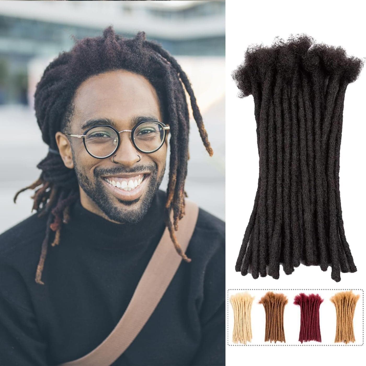 Teresa 10 Inch 100 Strands 100% Human Hair Dreadlock Extensions for Men/Women/Kids 0.8cm Width Full Hand-made Permanent Dread Locs Extensions Human Hair Can Be Dyed,Curled and Bleached,Natural Black