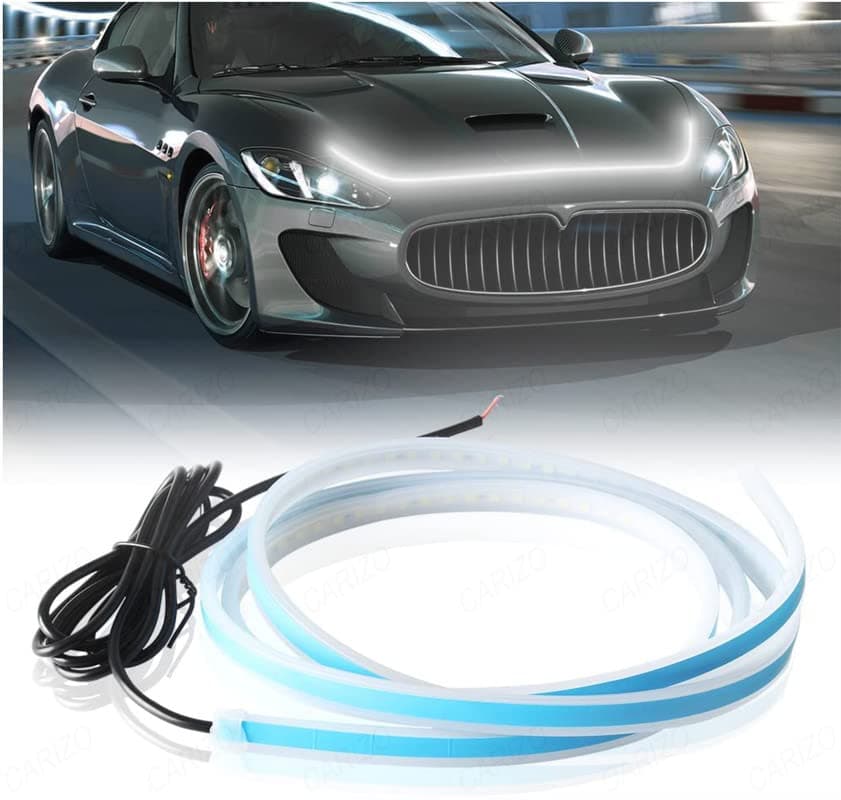 CARIZO Exterior Car LED Strip Lights, 59 inches White Color Strip Lights for Car Hood Strip Light, Daytime Running Light Compatible for Hyundai Verna Fluidic (2014-2017)