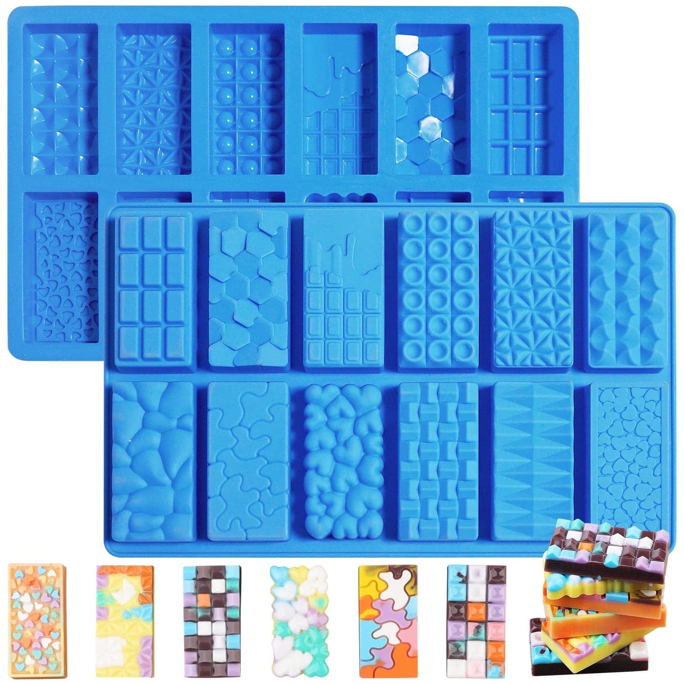 2025New 1inch Deep Small Chocolate Bar Mold for Mini Dubai 2Pcs Candy Silicone Molds for Dubai Pistachio