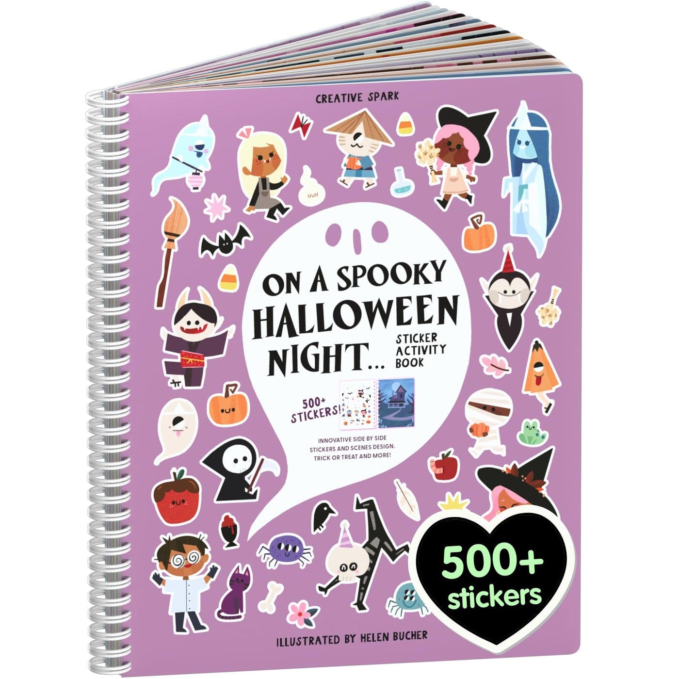 Halloween Sticker + Coloring Book for Kids 3-5 Spooky Halloween Crafts for Kids (500+ Cute Halloween Stickers for Kids & 12 Scenes) Halloween Activity Books Halloween Coloring Book for Kids Ages 4-8