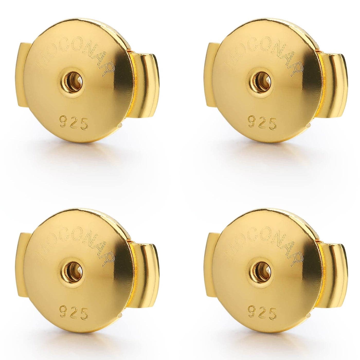 Moconar 18K Gold Plated Locking Earring Backs for Studs Hypoallergenic Secure Earring Backs Replacements for Earring Notch Post 00270039 4 PCS