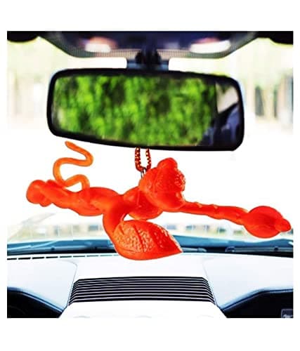 Arya Havan Samagri Plastic Gayatri Flying Lord Hanuman Hanging Idol, 4 Inches, Orange | Flying Hanuman Ji Idol For & Home Temple & Car Hanging For Rear Mirror | Car Decoration (1),