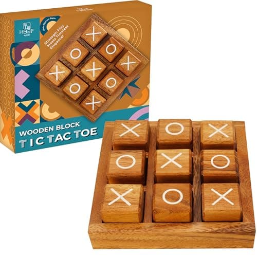 BSIRI Wooden XO Blocks (L) Tic Tac Toe Board Games - Ideal for Kids Games, Family Games and Game Night for Adults, Farmhouse Decor for Coffee Table Decor and Unique Gifts for All Occasion (5.5 Inch)