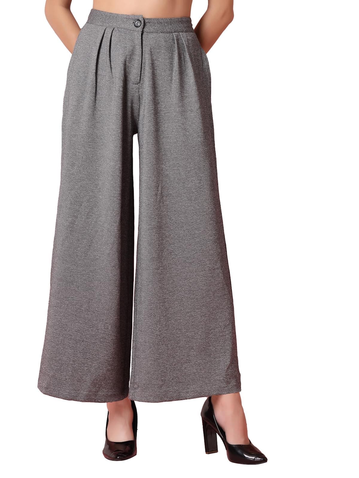 OOMPH! Matty Wide Leg Pants|Flared Korean Style Formal Pants|Baggy and Loose Trouser for Girls and Women|Stylish Korean Trousers for Women