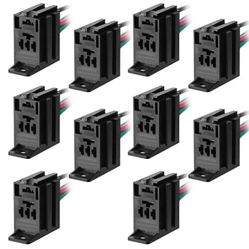 uxcell 10pcs 12V DC 5Pin 3040Amp Interlocking Relay Socket Harness Base Style SPDT Black