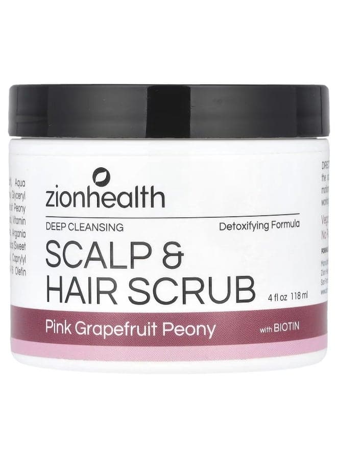 Zion Health, Scalp & Hair Scrub with Biotin, Pink Grapefruit Peony, 4 fl oz (118 ml)