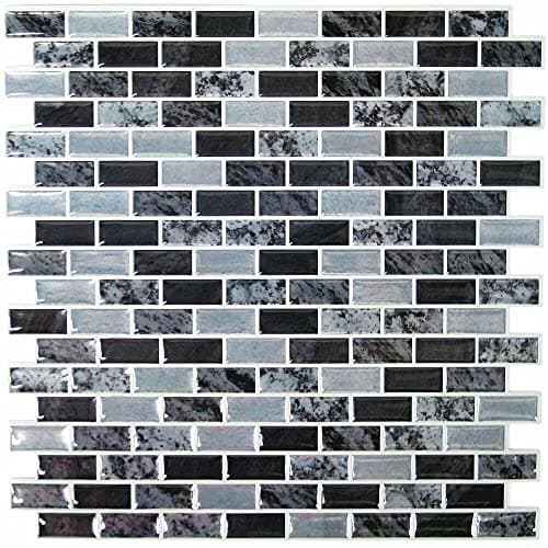 RoomMates TIL4129FLT StickTiles Blue Traditional Marble Peel and Stick Tile Backsplash Gray