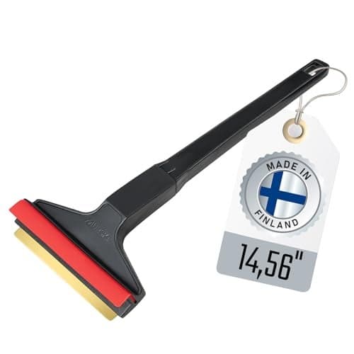 Ice Scraper Brass Blade Car Ice Scraper Long Handle 14,5 inch Ice Scraper for Car Snow Scraper Ice Scrapers for Car Windshield Original Murska from Europe (L&P A055 Black Red)
