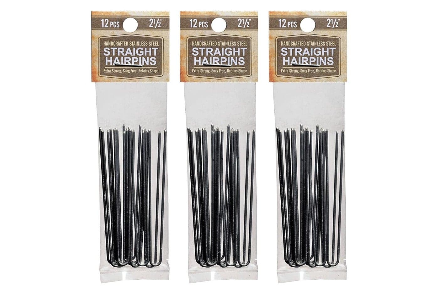 Hair pins 2 12 Inch Straight 3 Packs 36 pins Stainless Steel SILVER Heavy Duty Snagless Handmade use Hairpins instead of Bobby Pins for WeddingBridal Updos