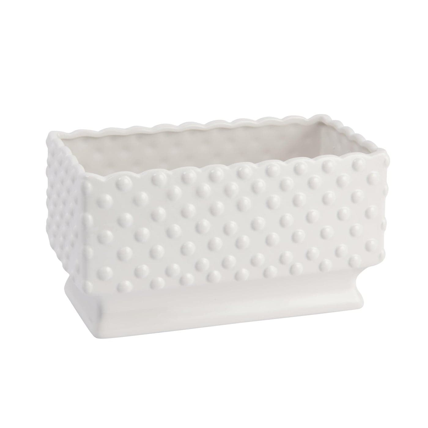 Creative CoOp White Hobnail Rectangle Ceramic Planter