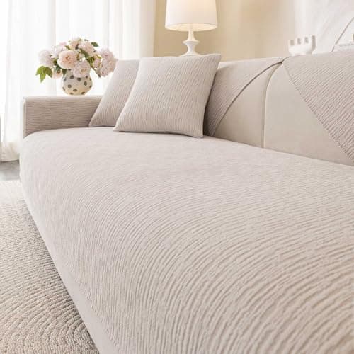 Aucrovee Soft Waterproof Chenille Cover Washable, Non Slip Sectional Sofa Covers for 3 Cushion Couch Sofa L Sharped Sofa Slipcover for Pets, Furniture Protector (1 PCS 36"x36" Coffee)