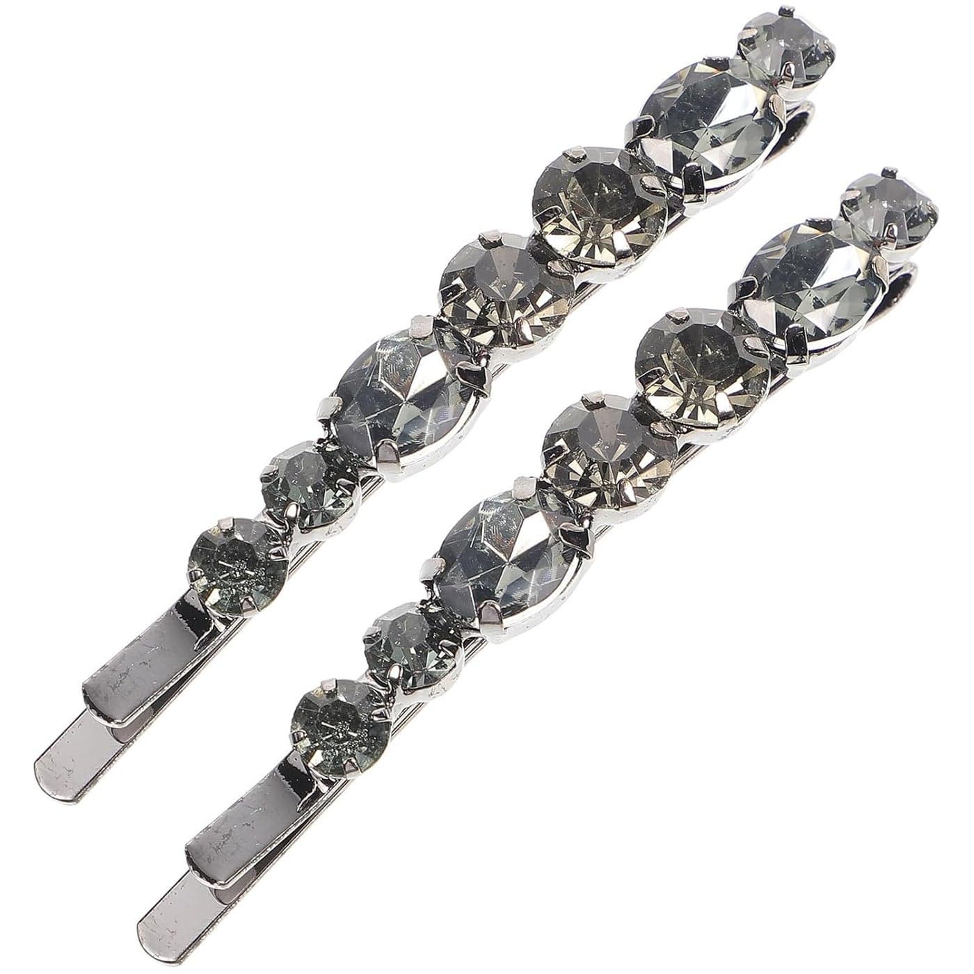 Lurrose 2pcs Crystal Bobby Pins Clear Rhinestone Decorative Hair Pin Bridal Headpieces Black