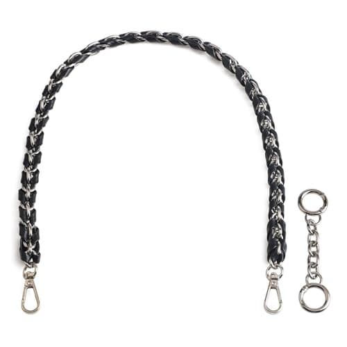 BEAULEGAN Purse Chain Handles Short Strap Microfiber Leather Replacement for Handbag or Shoulder Bag Set of 2 236 Inch LongSilver