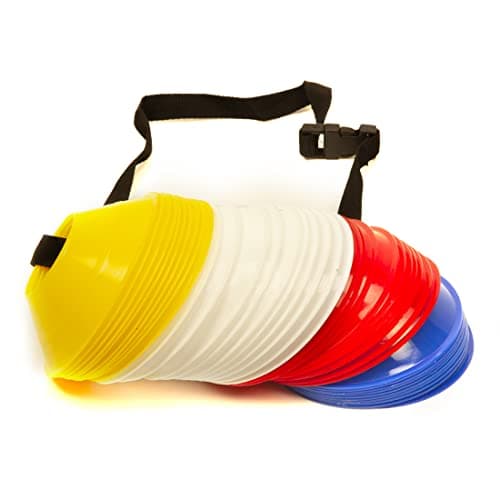 GSi Mini Cones for Sports - 40 Pack - 5Inch Diameter for Better Space Utilization - Comes with Shoulder Strap - for Agility Training Drills
