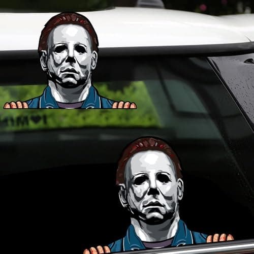 Halloween Horror Peeking Sticker 3D Crack DoubleSided Classic Horror Movie Characters Waterproof Scary Vinyl Stickers for Bumper Car Accessories Decorations Michael Peeking