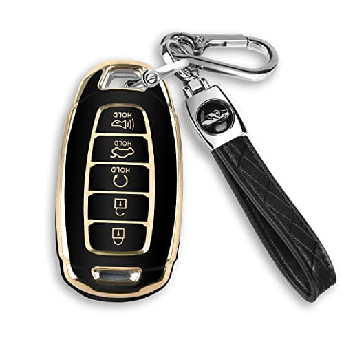 MILD EAST For Hyundai Palisade Elantra Key fob Cover Case with Keychain Smart 5 Button TPU Protector Keyless Remote Holder