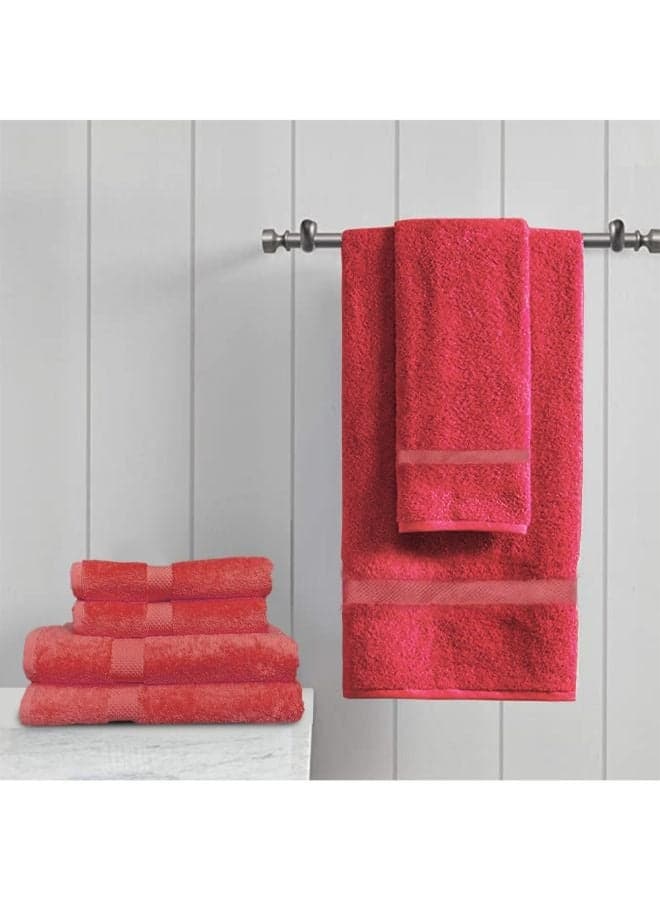 Gardenia (Red) Premium Hand Towel (50 x 100 Cm -Set of 6) 100% Cotton, Highly Absorbent and Ultrasoft Bath Linen with Diamond Dobby -550 Gsm