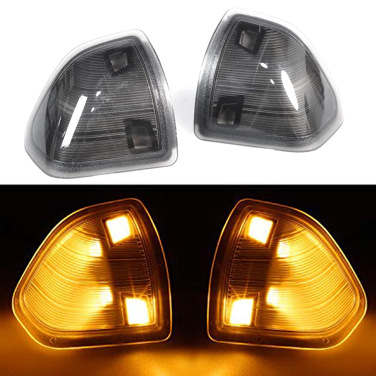 YMHHefy LED Side Mirror Turn Signal Light Two Wire Left Driver Right Passenger Lamps Smoked Cover Lens Compatible with Dodge Ram 1500 2500 3500 4500 5500 1018 2Pcs 68302828AA 68302829AA