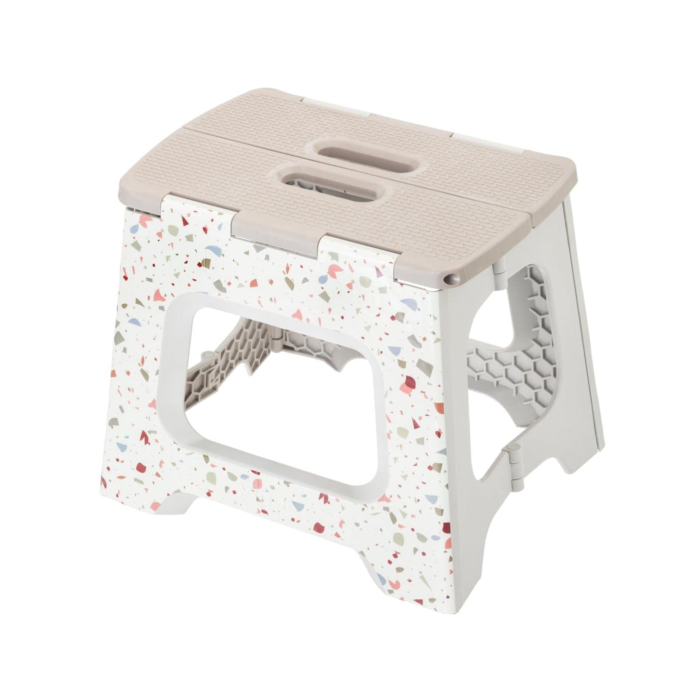 Vigar Compact Step Stool Foldable 1212inch Step Stools for Adults up to 330 Pound Lightweight Stool NonSlip Folding Step Stool Grey Terrazo Pattern