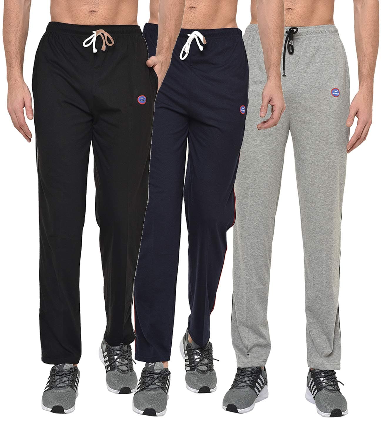 Mack Jonney Men Mid Rise Regular Fit Trackpants Multi-Coloured Medium Pack of 3-D1MD1ND1B-M