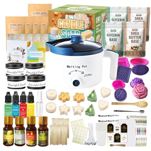 PIUH Basic DIY 2-in-1 Candle & Soap Making Supplies Kit with Wax/Soap Melter and Candles/Soaps Making Supplies for Adults Beginners, Starter Making Candle Soap Craft Kits Gifts
