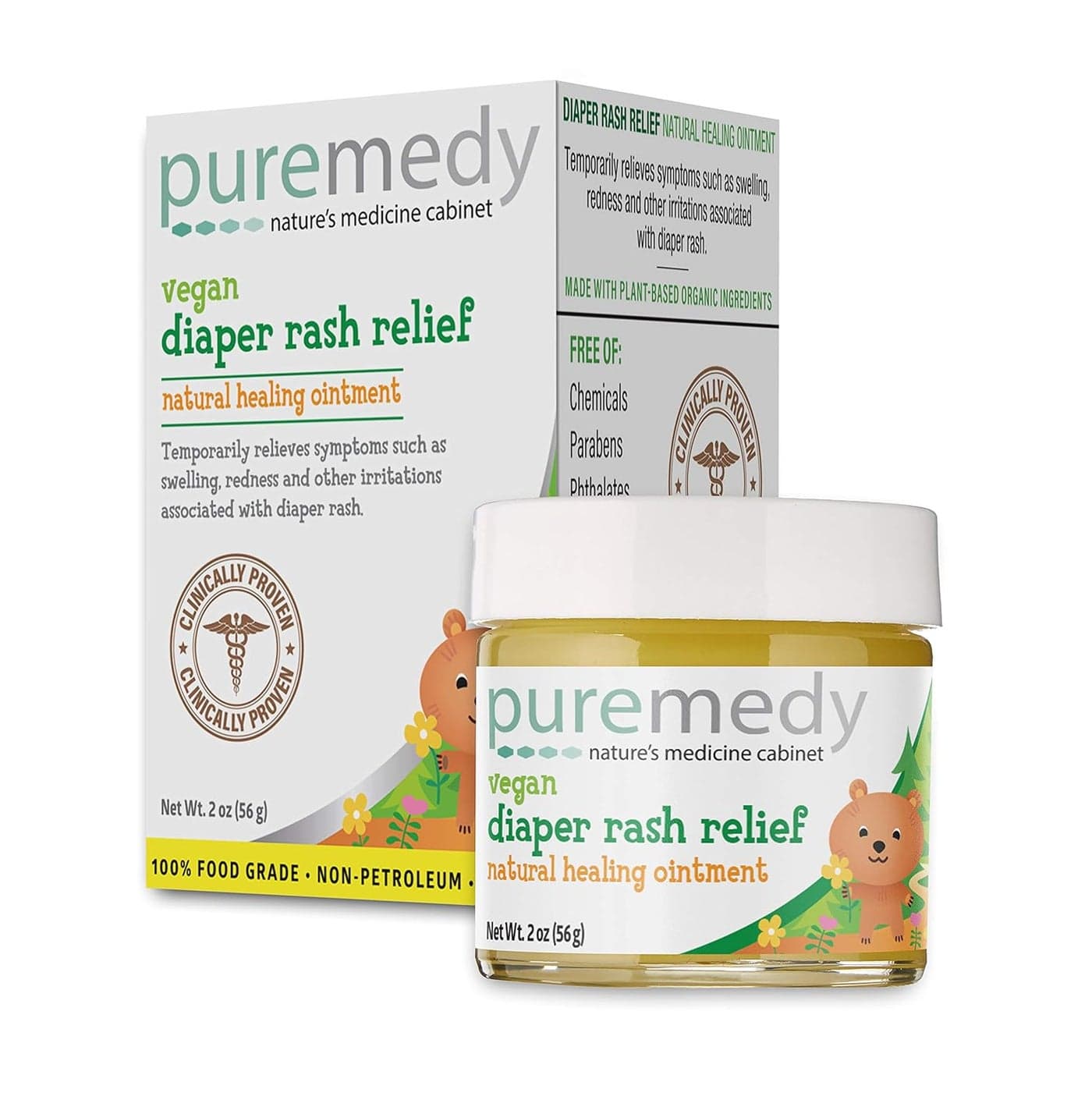 Puremedy Baby Diaper Rash Healing Ointment All Natural Vegan Homeopathic Balm Soothes and Relieves Symptoms of Dry Itchy Flaky Red Skin 2 oz Pack of 1