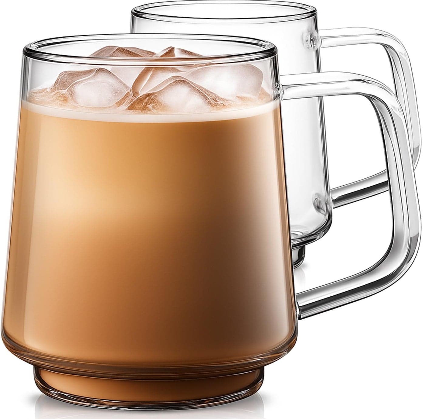 Aquach 20 Oz Glass Coffee Tea Cups Clear Mugs with Handle Microwave and Dishwasher safe Home Office Mug Perfect for Americano Latte Hot Beverages 2Pack
