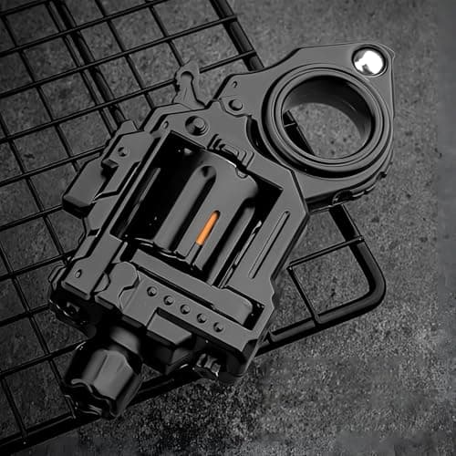 Metal Fidget Toys Gun Adults Alloy Fidget Spinner Slider Clicker Launcher Toy EDC Fidget Gun with Bullets and Target Stress Relief Focus Tool Black