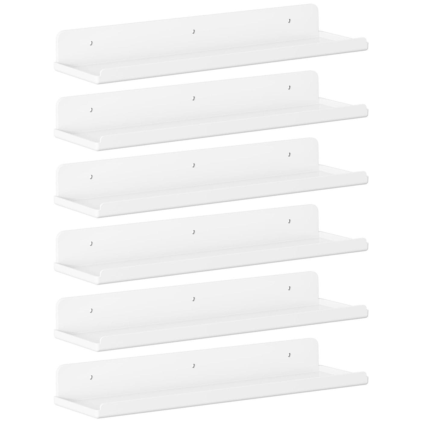 Lifewit Floating Shelves for Wall 6 Pack White Plastic Shelf 381cm Room Decor for BookcaseVinyl Record DisplayPhotoPicture in Bedroom Living Room Bathroom Kitchen Storage and Organization