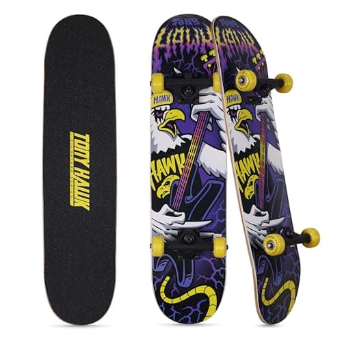 Tony Hawk 31 inch Skateboard Tony Hawk Signature Series 1 9ply Maple Deck Skateboard for Cruising Carving Tricks and Downhill Heavy Metal