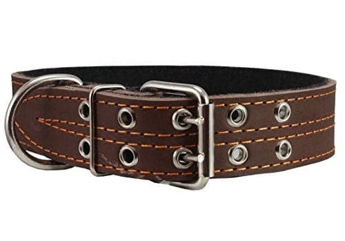 Genuine Leather Dog Collar, Padded Brown, 1.5" Wide. Fits 14"-18" Neck Size, Medium