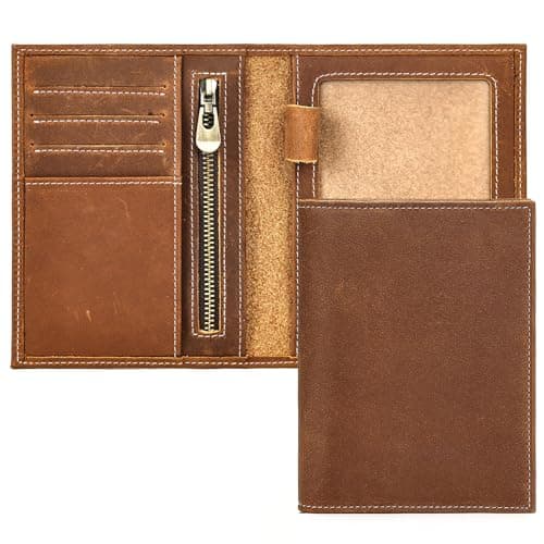 Genuine Leather Passport Holder Handmade Passport cover Lightweight Travel Bifold Passport Wallet brown