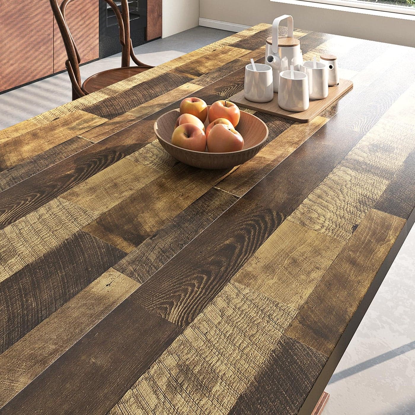 FunStick Brown Wood Contact Paper for Countertops Cabinets Waterproof Wood Wallpaper Peel and Stick Butcher Block Countertop Contact Paper Removable Wooden Grain Wall Paper Vinyl Wrap for Desk 16x80