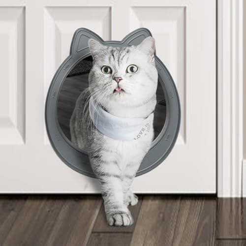 CAREMYWORLD Large Cat Door Interior Door, No-Flap Cat Door for Interior Door, Pet Door for Cats, Easy DIY Setup, No Training, Up to 22 LBS, Easy to Install(Smoky Gray)