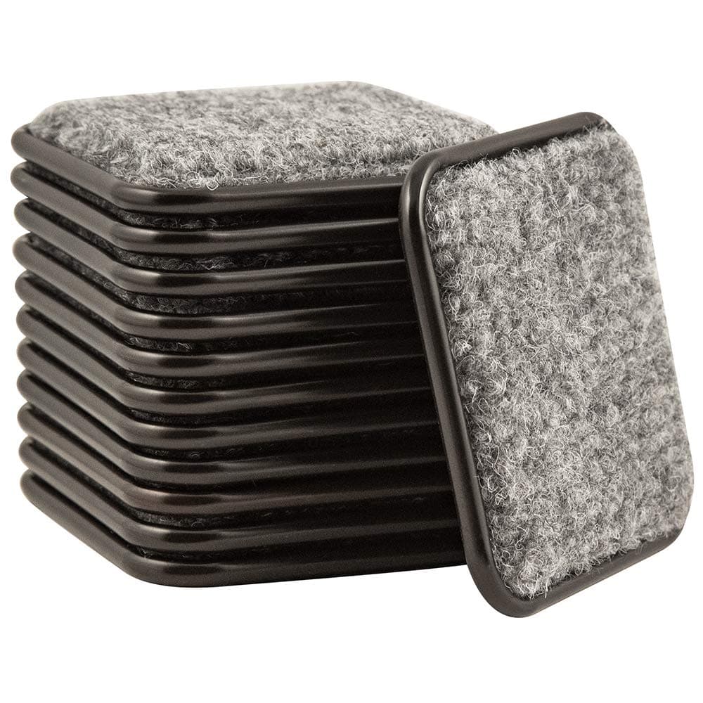 SoftTouch 2 12 Square Reusable Carpet Bottom Furniture Caster Cups to Protect Hardwood Tile or Laminate Floors BrownGray 12 Pack