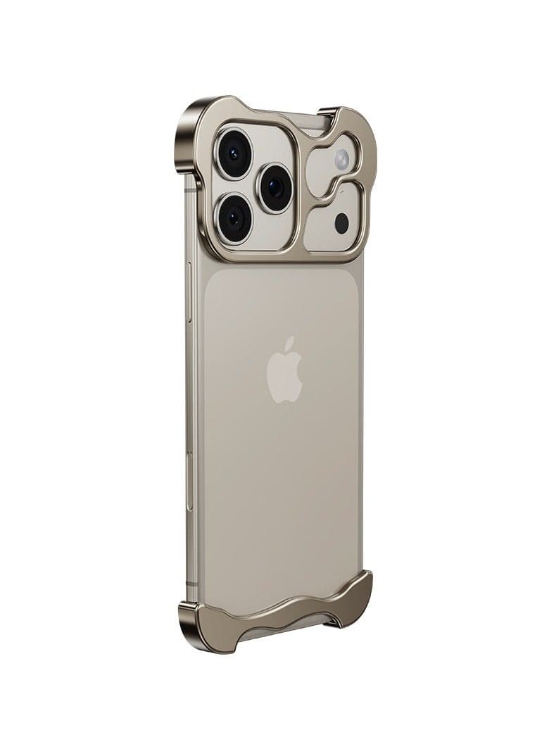for iPhone 17 Pro Max Alien Metal Corner Cushion Phone Case Bezel-less design with lens film Wear-resistant protective cover Fits the body of the naked phone feel case