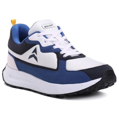 AVANT Men's Waffle Max Sneaker Shoes- Soft Cushioned Insole, Slip-Resistant, Dynamic Feet Support, Arch Support & Shock Absorption, Trendy, Casual Footwear (AVMSH165CL01UK10_Blue_UK10)