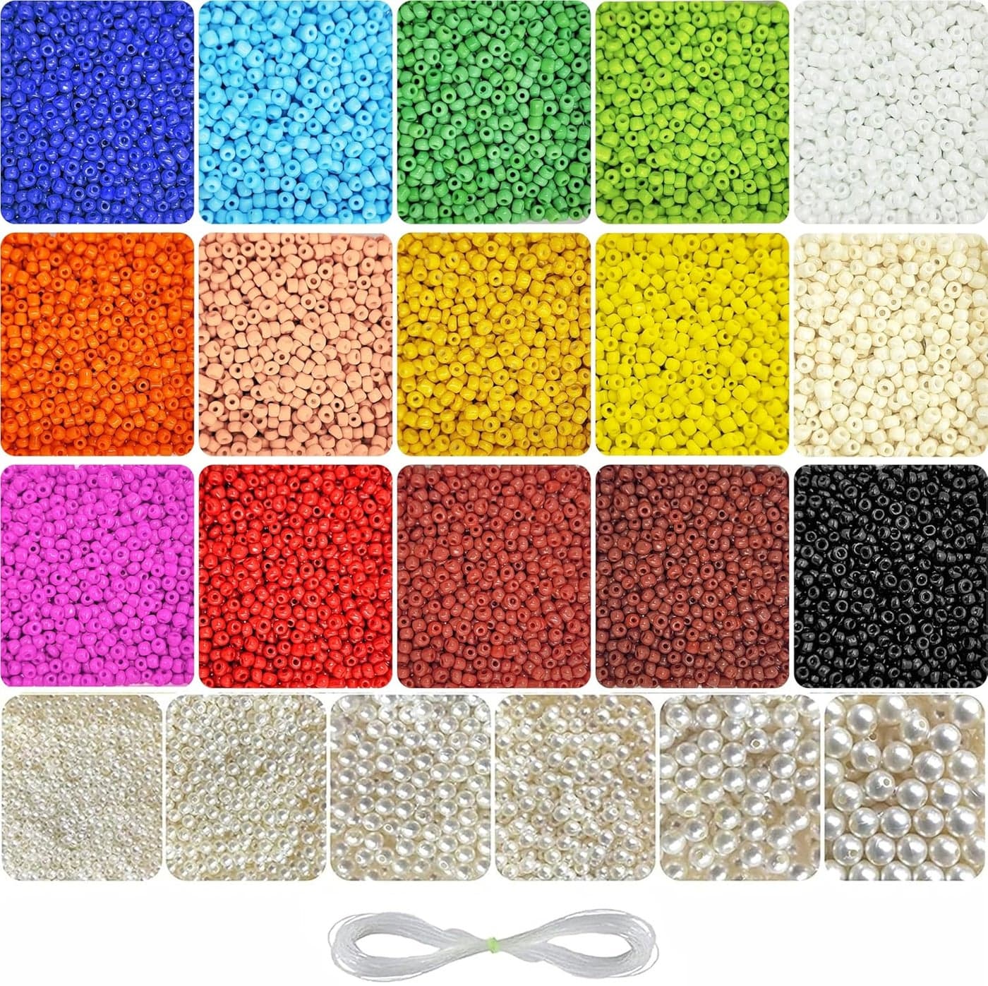 INDIKONB 21 in 1 Beads for Jewellery Making Materials and Pearl Moti Beads for Earring, Necklace, Bracelet Jewelry Making Set for Girls and Women