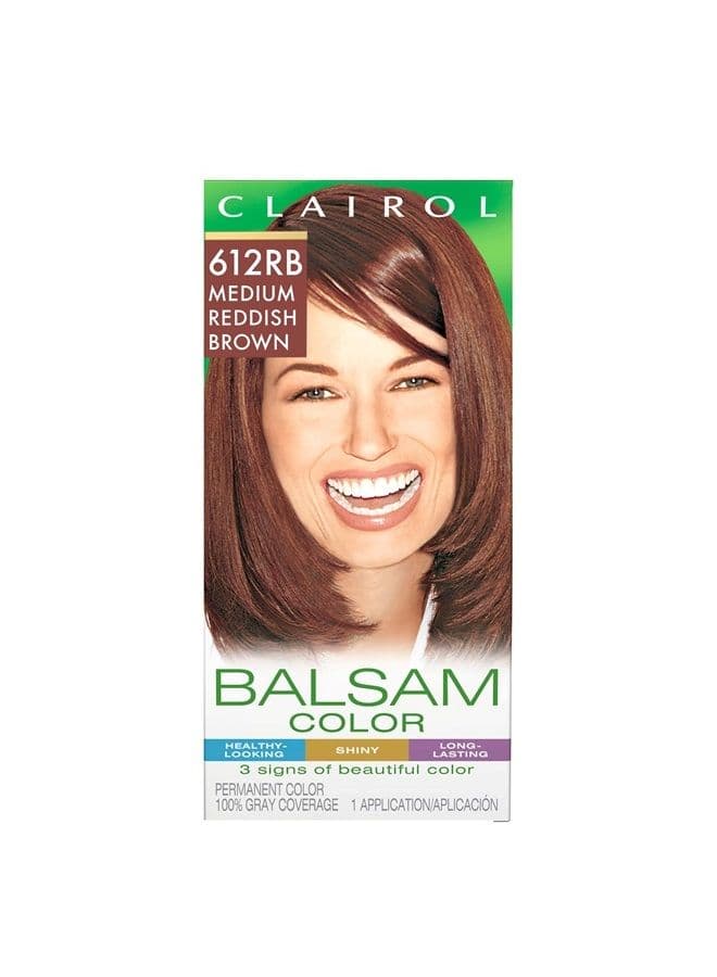 Balsam Permanent Hair Dye, 612RB Medium Reddish Brown Hair Color, Pack of 1