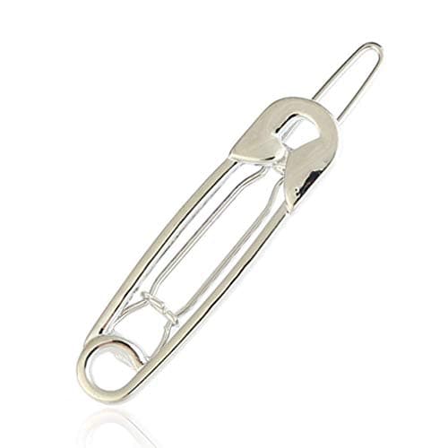 6 Pcs Silver Hair Pins Hair Clips Alloy Safety Pin Shape Hairpin Barrettes Hairdressing Tool Hair Accessories for Women and Girls