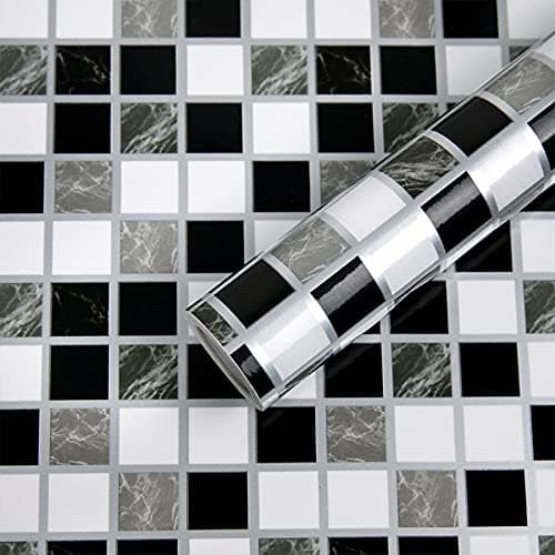 Fantasnight Mosaic Tile Stickers Peel and Stick Wall Tiles 30 300cm Marble Stick on Roll Vinyl Wrap Self Adhesive Wallpaper Sticky Back Plastic Backsplash for Kitchen Bathroom