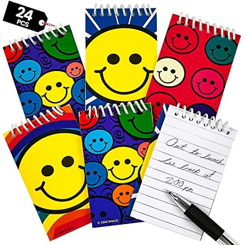 Bedwina Mini Spiral Notepads Pack of 24 24 x 36 inch Assorted Cute Smile Face Memo Pad Notebooks Pocket Size Emoji Party Supplies and Party Favors for Kids Goodie Bags Stocking Stuffers