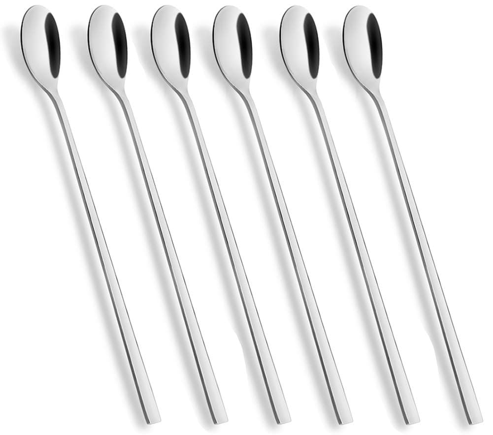 AOOSY Long Handle Spoon Coffee Stirrers 9inch Ice Tea SpoonPremium 1810 Stainless Steel Iced Teaspoon for Mothers Milks Tea Mixing Cocktail Stirring Coffee Milkshake Cold Drink Set of 6
