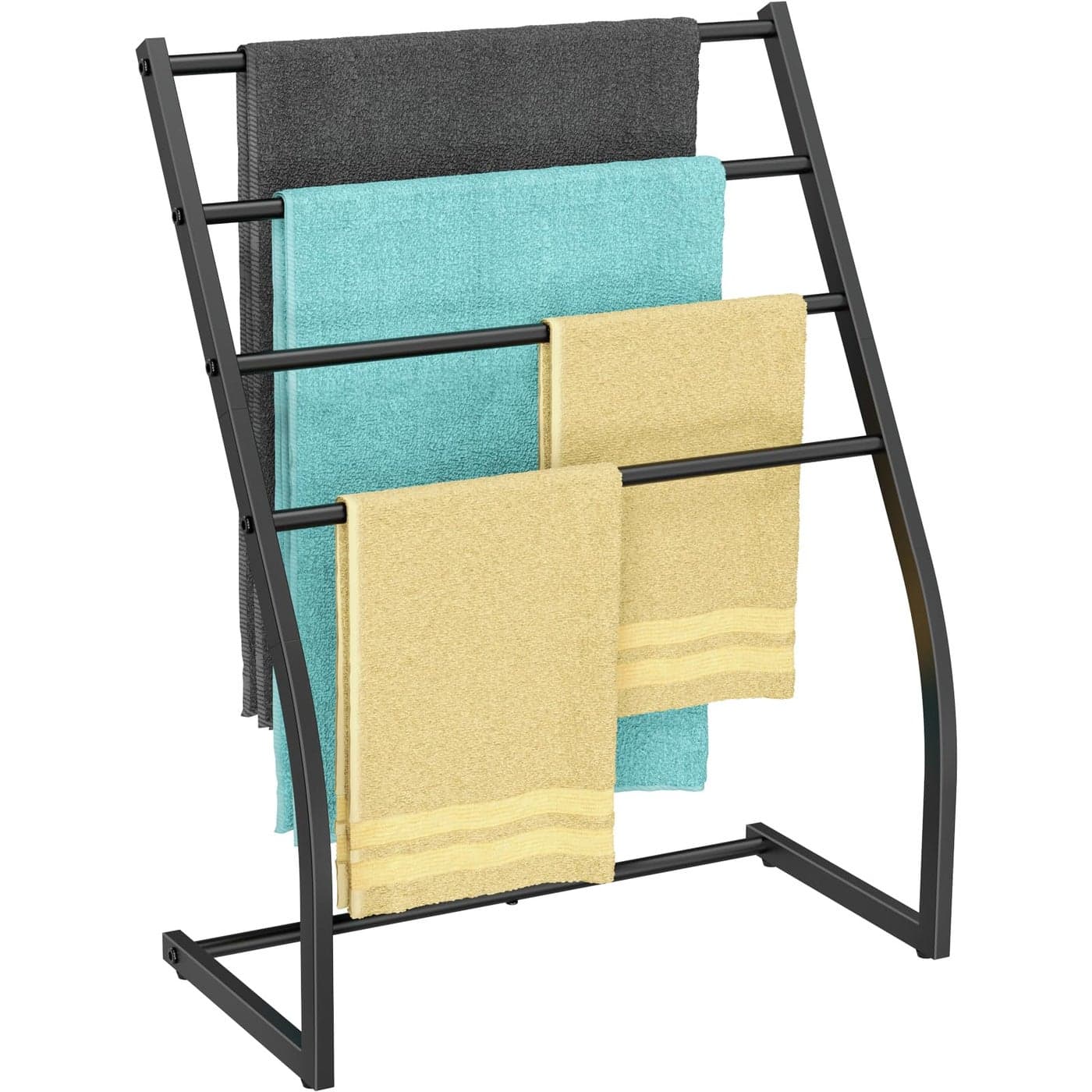 Honiter Towel Racks for Bathroom Free Standing Towel Rack Pool Towel Racks Outdoor 4 Tier Wide Metal Towel Bar Stand Blanket Ladder Holder Drying and Display Rack for Oversized Bath Towel